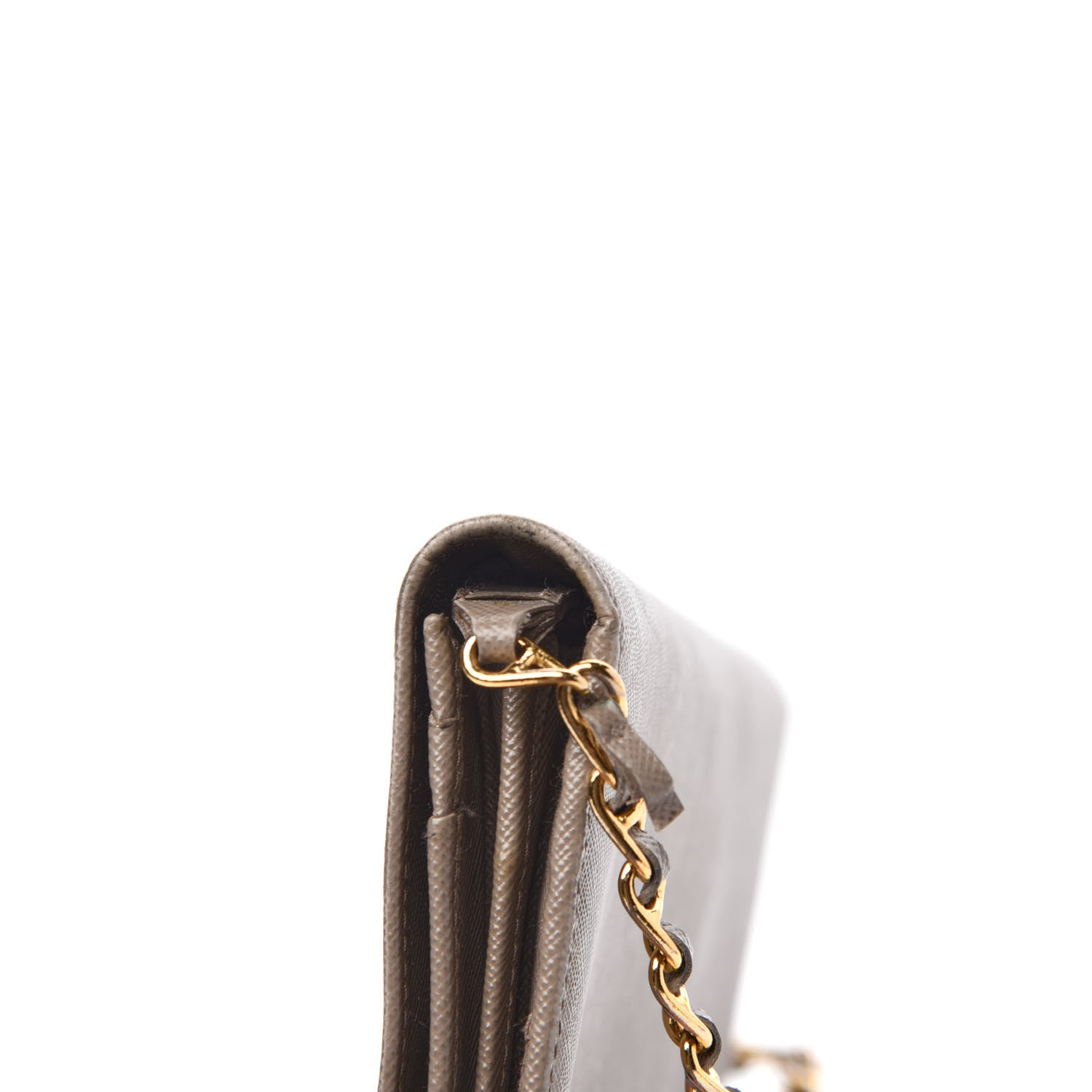 Prada Saffiano Metal Oro Chain Wallet Argilla 12 of 13