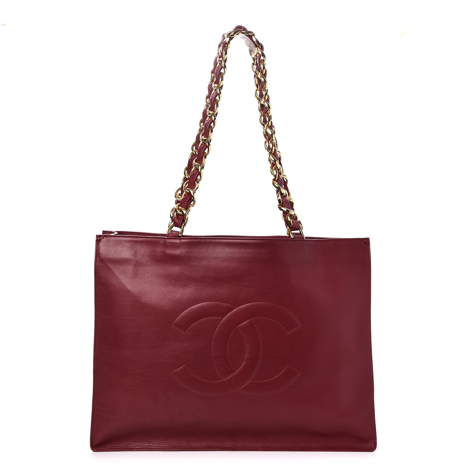 Chanel Lambskin CC Tote Dark Red 1 of 8