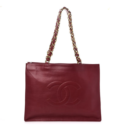 Chanel Lambskin CC Tote Dark Red 1 of 8