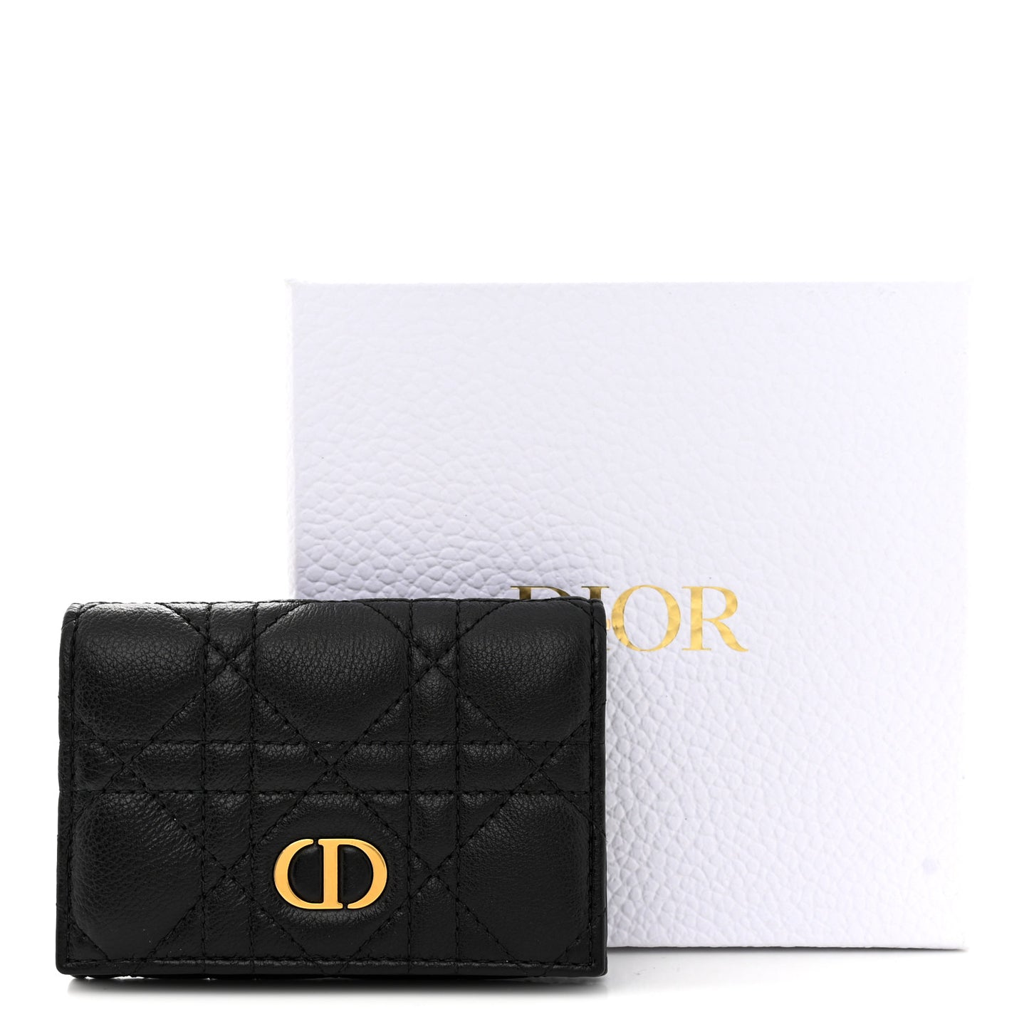 Supple Calfskin Cannage Caro Glycine Wallet Black