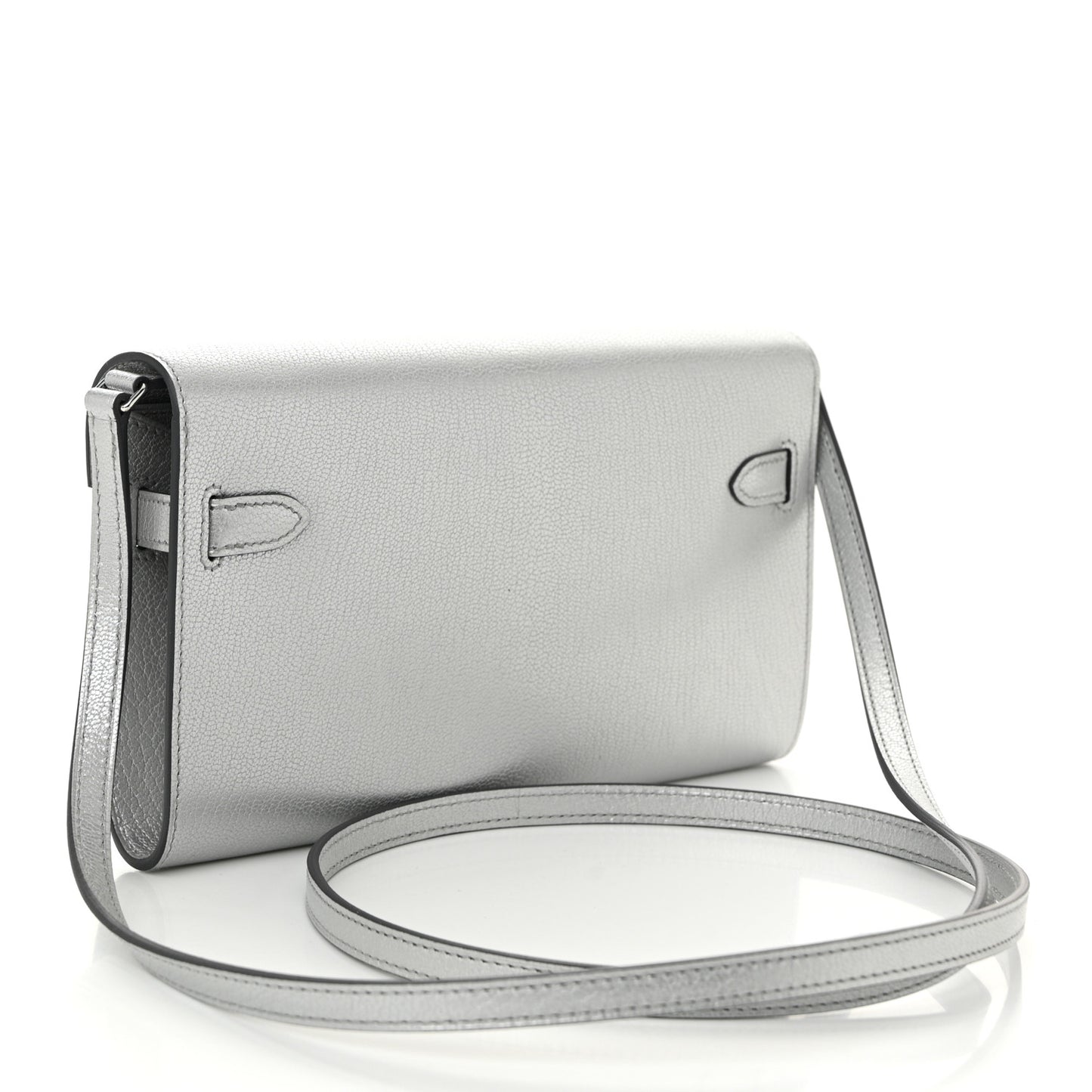 Metallic Chevre Chamkilight Kelly Wallet To Go Argent