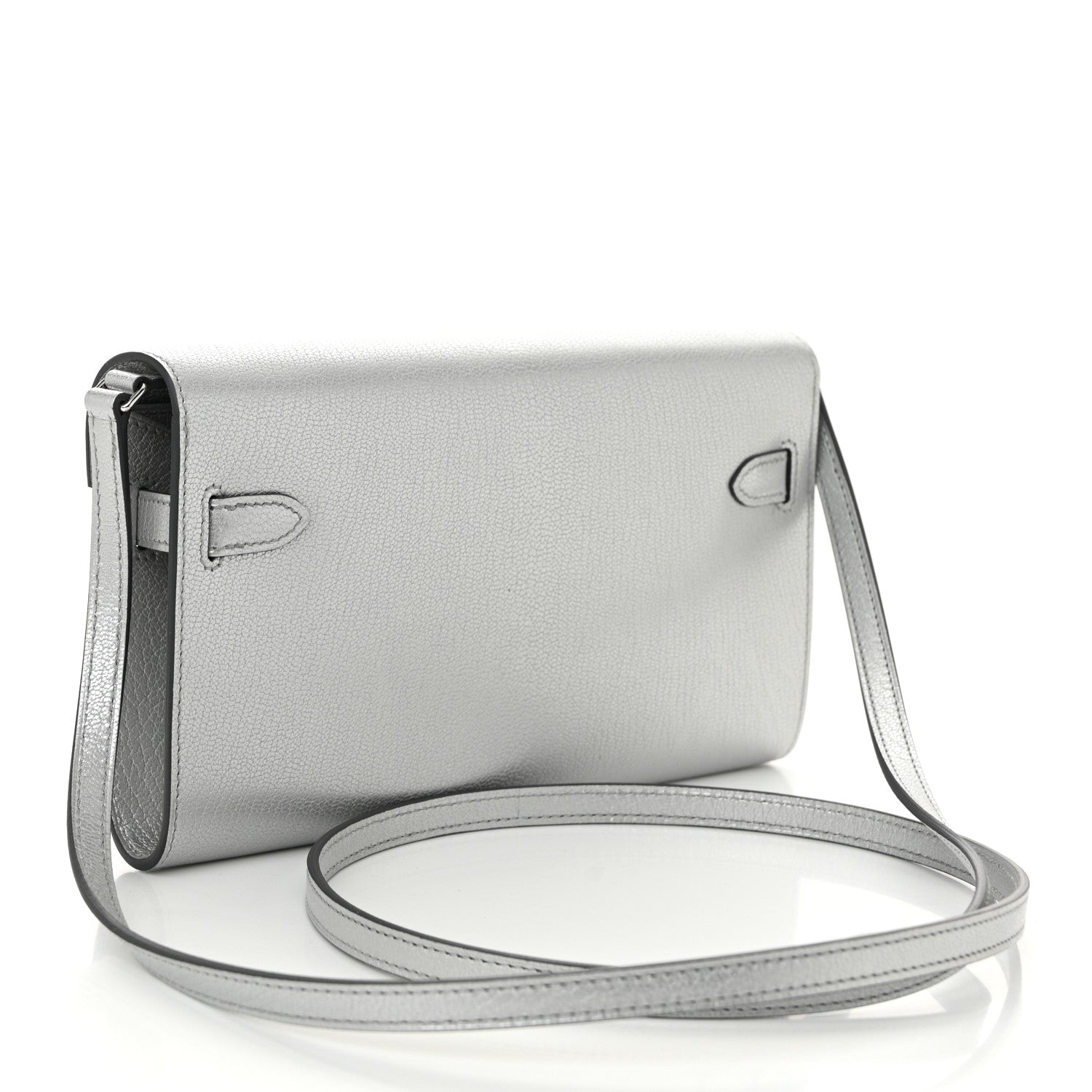 Hermes Metallic Chevre Chamkilight Kelly Wallet To Go Argent 3 of 11