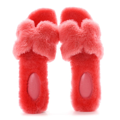 Hermes Woolskin Oran Sandals 37 Rose Du Desert 2 of 8