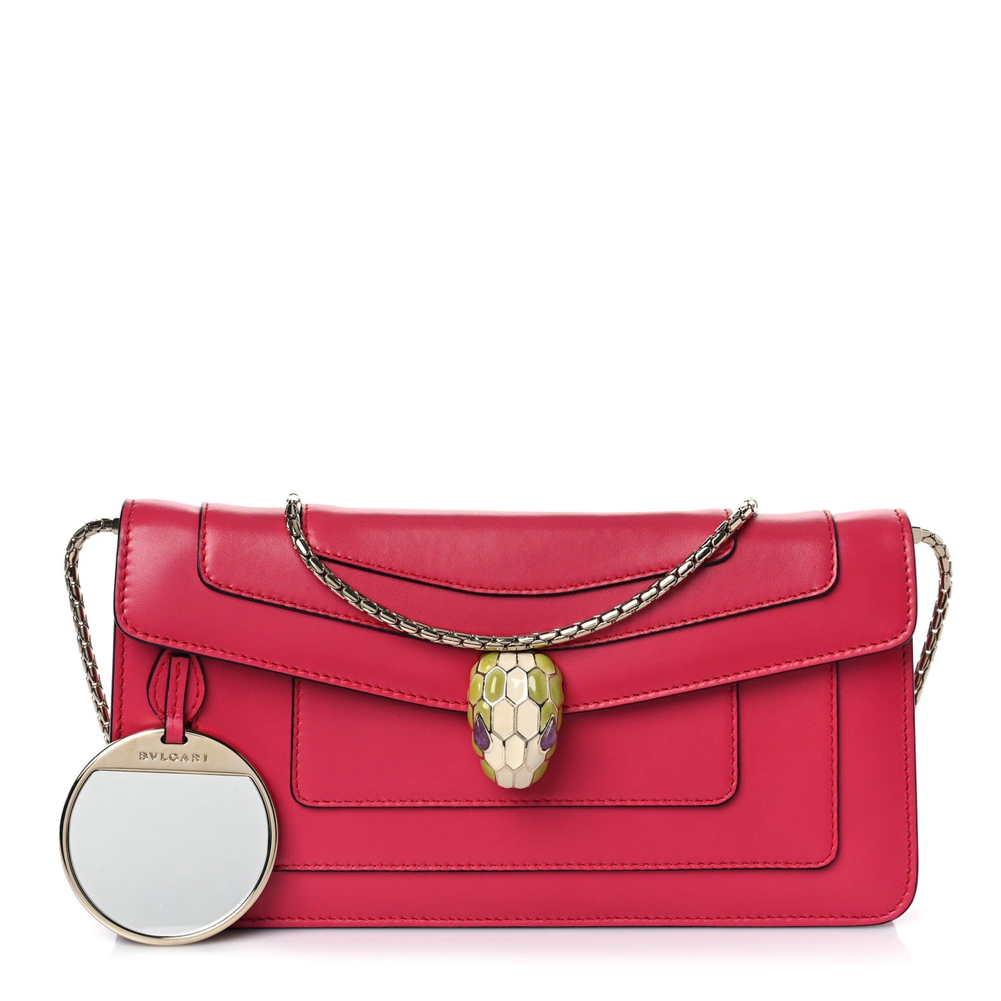 Calfskin Serpenti Forever Flap Clutch Ruby Red