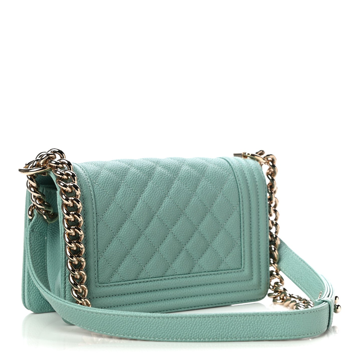 Caviar Quilted Small Boy Flap Light Blue