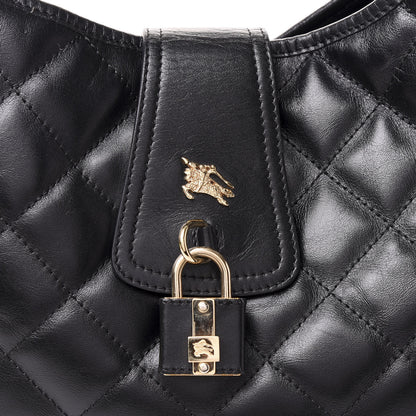 Burberry Calfskin Quilted Brook Hobo Black 6 of 8