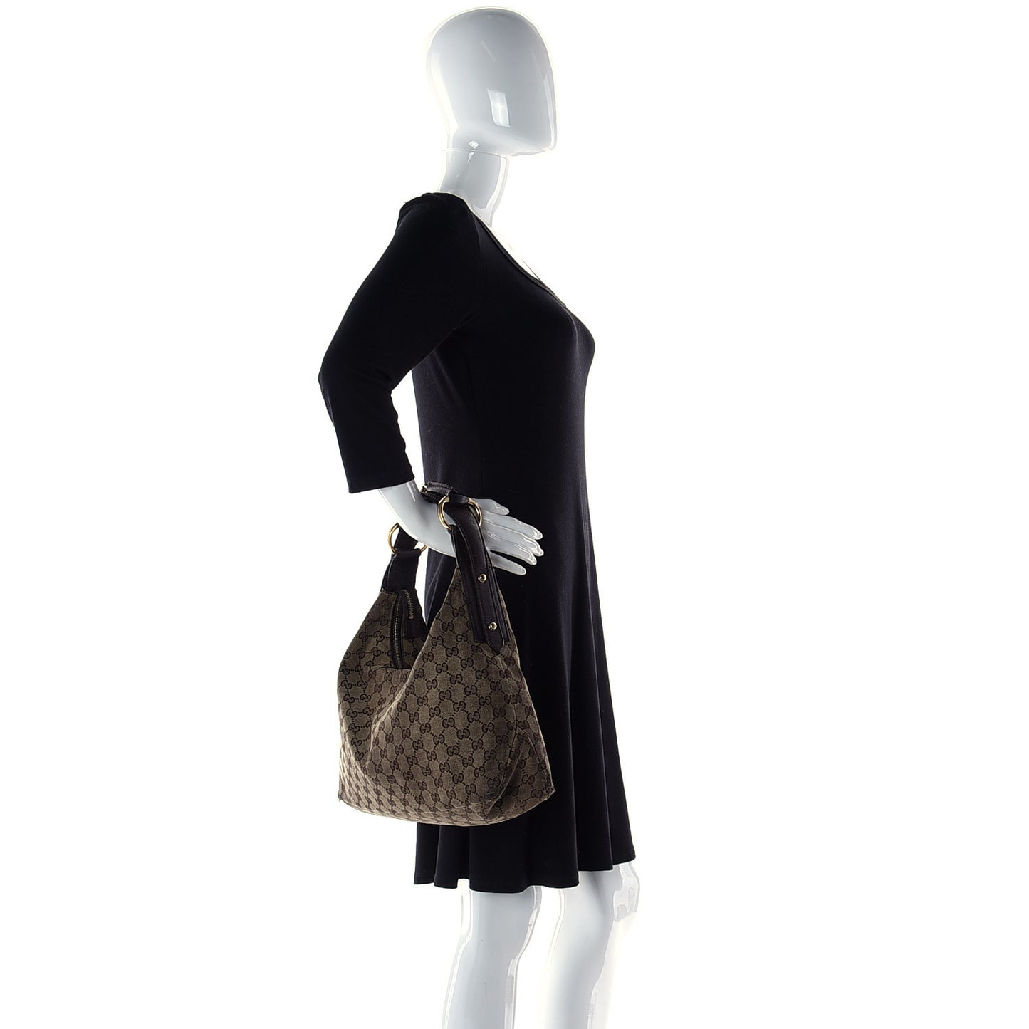 Monogram Medium Horsebit Chain Hobo Dark Brown