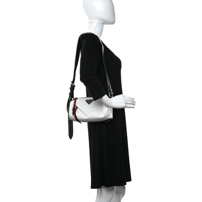 Prada Tessuto Nylon Studded New Vela Shoulder Bag White Fuoco 2 of 8