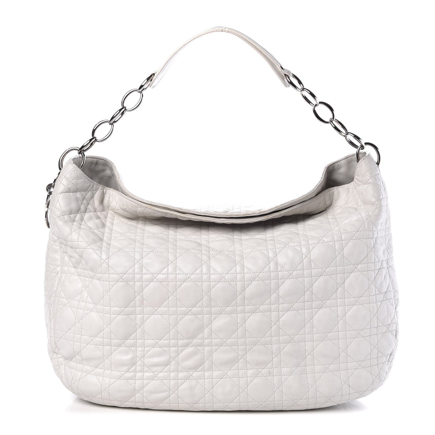 Lambskin Cannage Large Dior Soft Hobo White