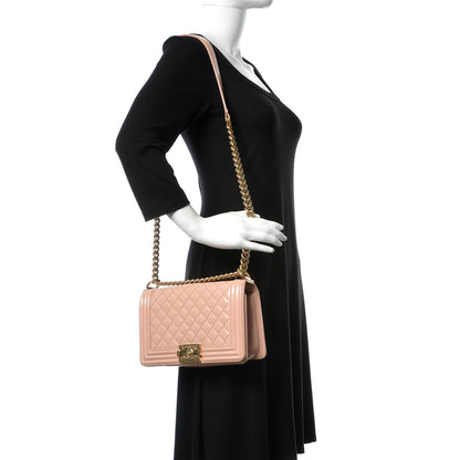 Chanel Patent Calfskin Quilted Medium Boy Flap Light Pink 2 of 15