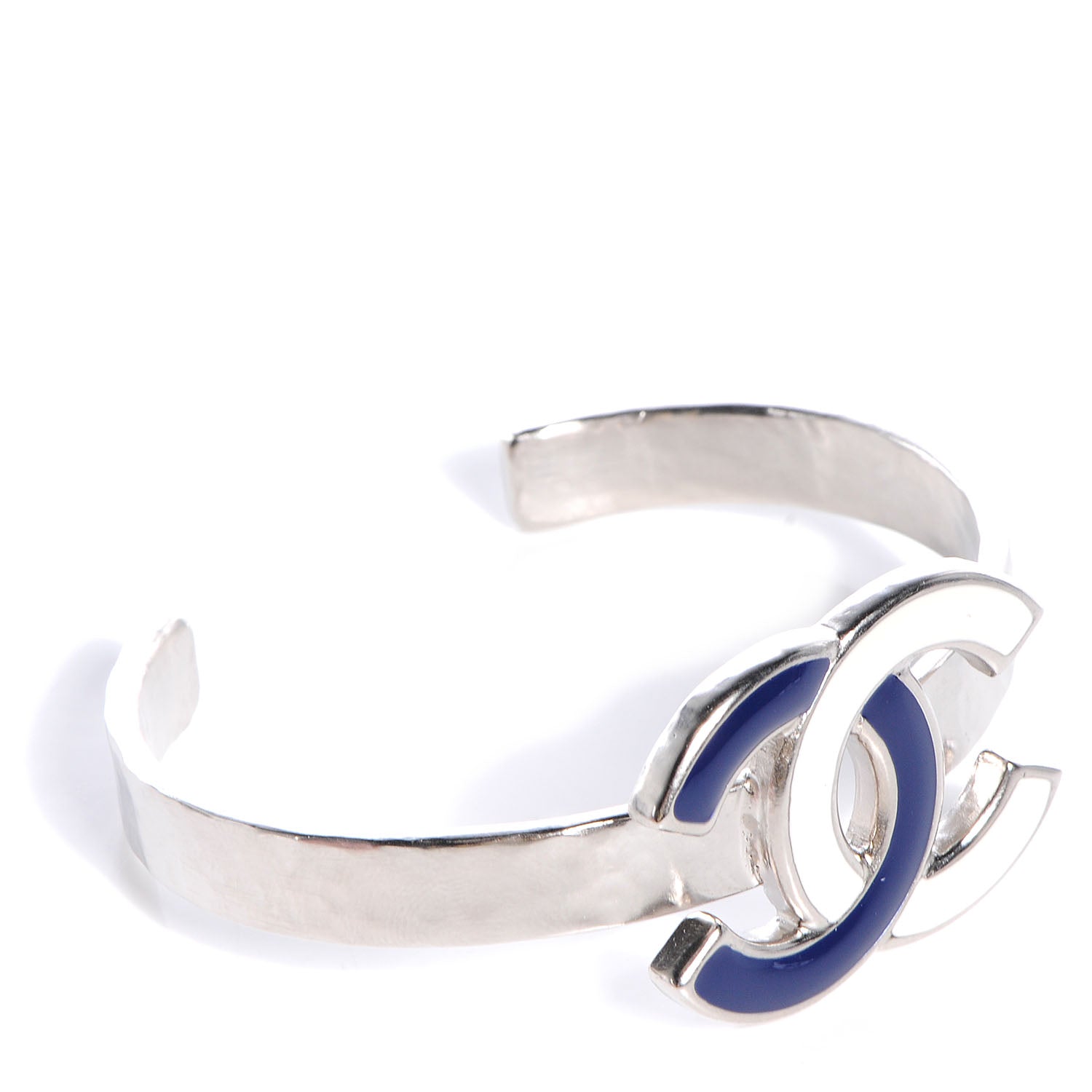 Chanel Enamel CC Bracelet Blue White 3 of 6