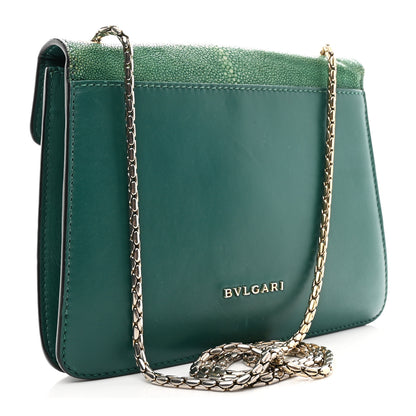 Bulgari Galuchat Calfskin Serpenti Forever Crossbody Bag Green 4 of 10