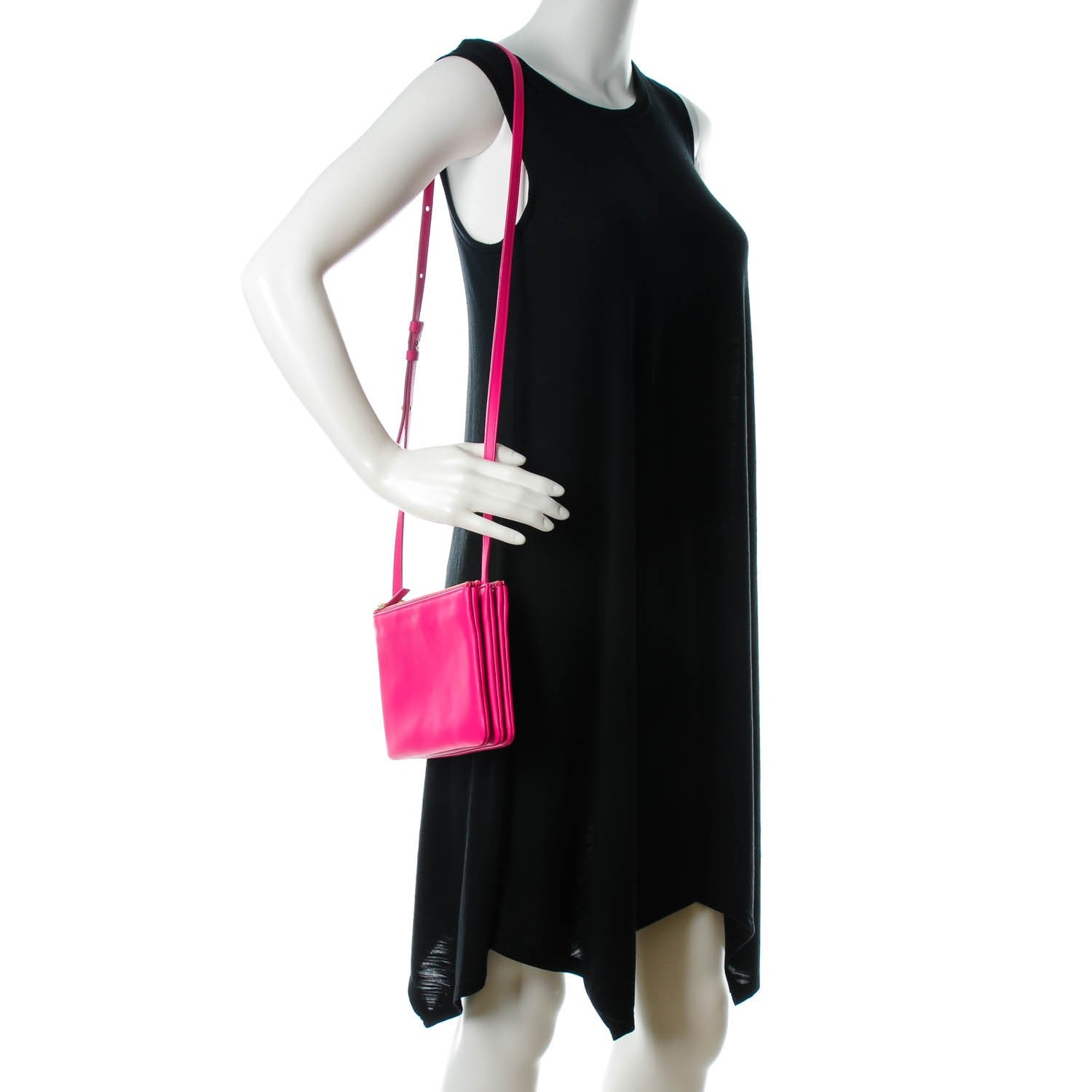Celine Lambskin Small Trio Crossbody Bag Fuchsia 2 of 7
