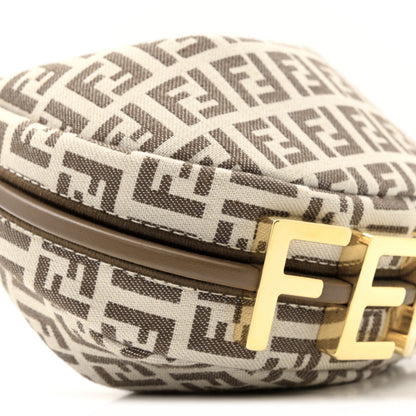 Fendi Fabric Jacquard FF 1974 Nano Fendigraphy Hobo Charm Beige 9 of 12