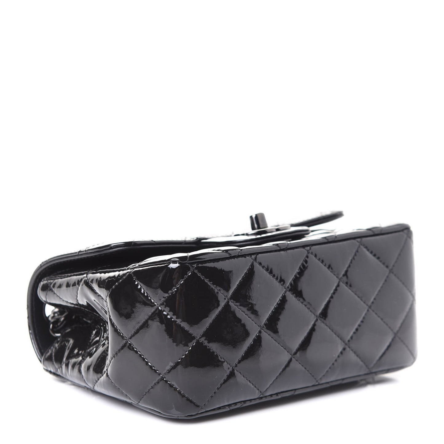 Patent Quilted Mini Square Flap So Black