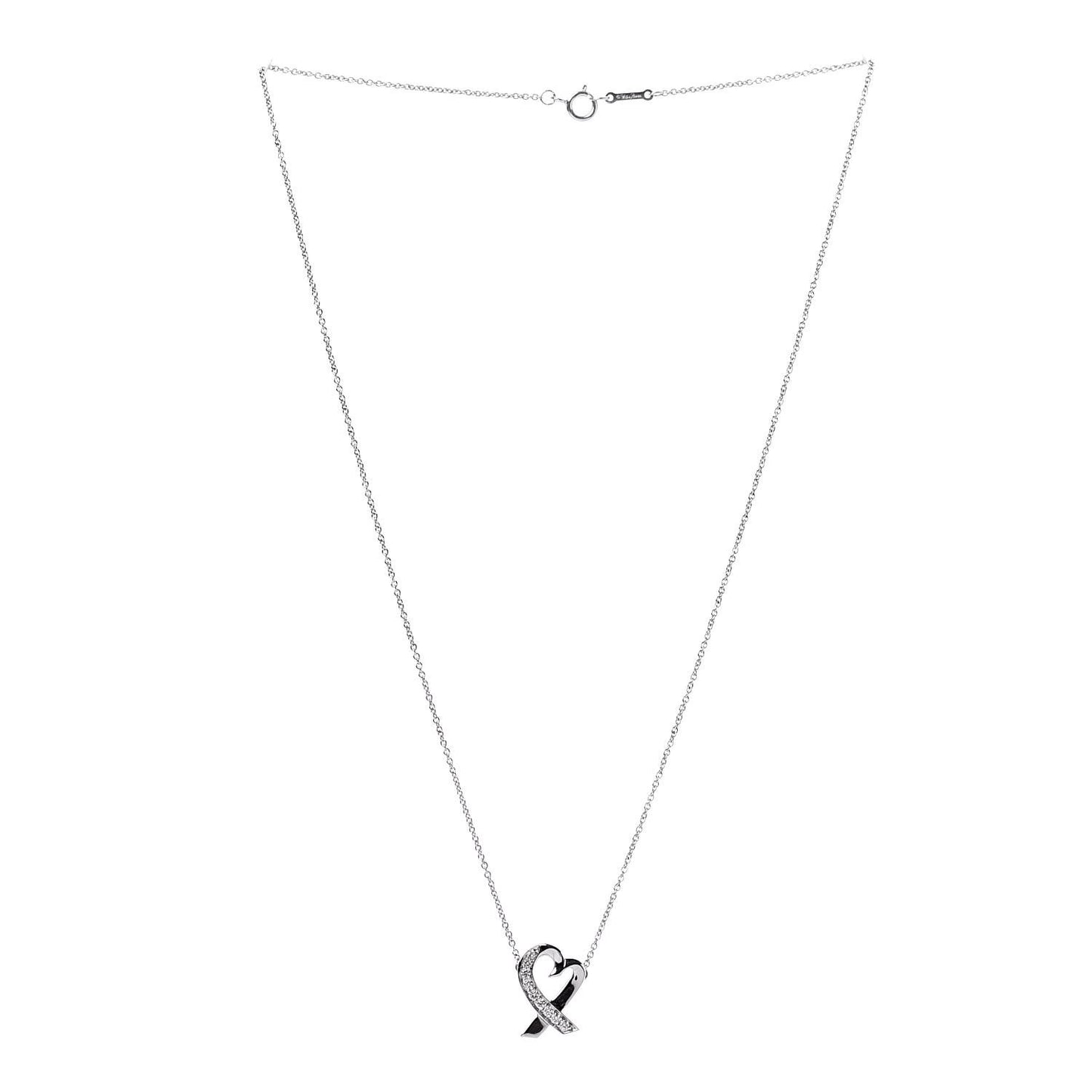 18K White Gold Diamond Small Paloma Picasso Loving Heart Necklace
