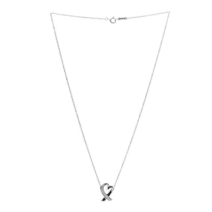 Tiffany 18K White Gold Diamond Small Paloma Picasso Loving Heart Necklace 3 of 8
