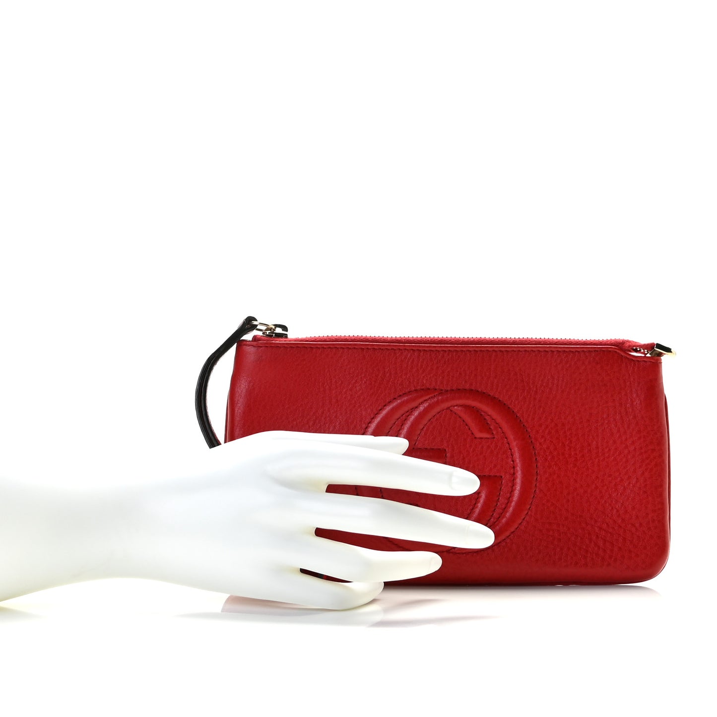 Pebbled Calfskin Soho Wristlet Vibrant Red