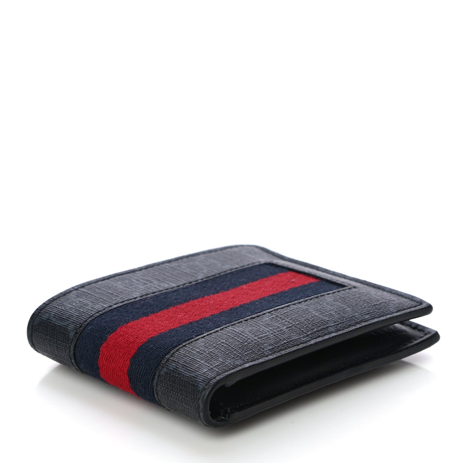 Gucci GG Supreme Monogram Selleria Calfskin Web New Web Bi-Fold Wallet Black 4 of 10