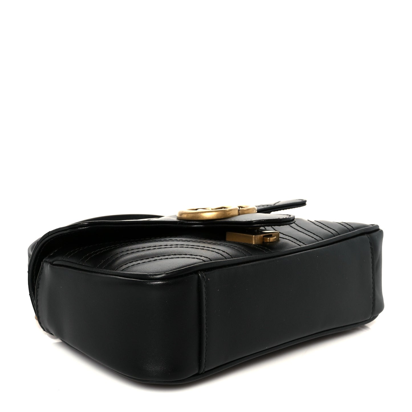 Calfskin Matelasse Mini GG Marmont Shoulder Bag Black