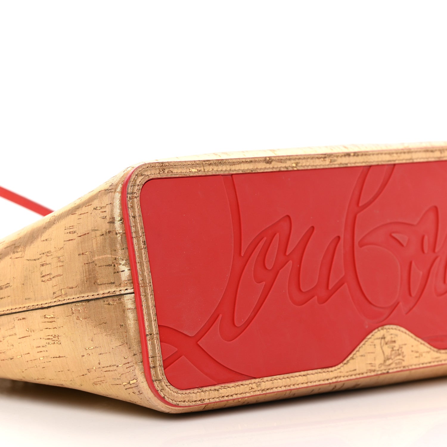 Christian Louboutin Calfskin Liege Pepite Cork Spikes East West Cabata Tote Snow 10 of 15