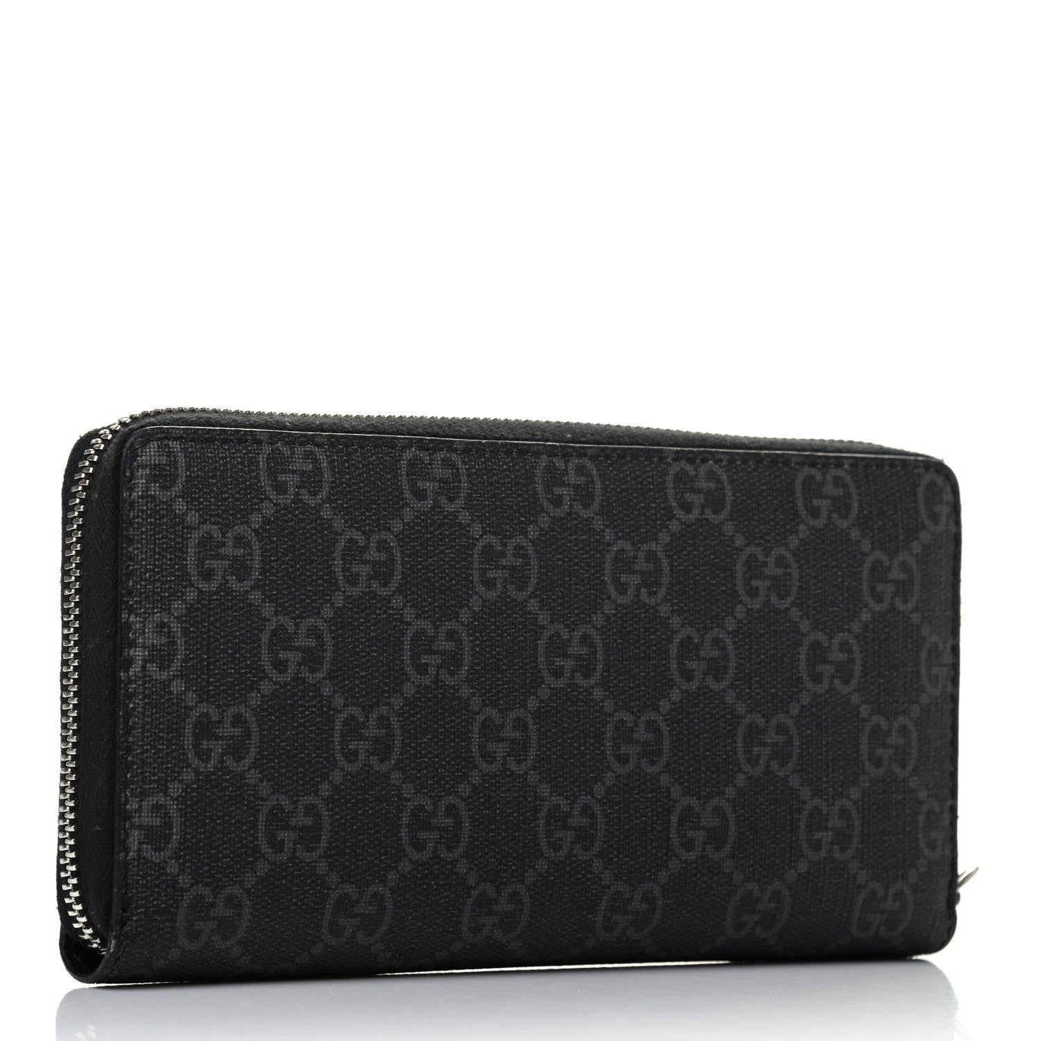Gucci GG Supreme Monogram Kingsnake Zip Around Wallet Black Grey 2 of 6