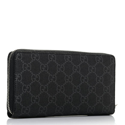 Gucci GG Supreme Monogram Kingsnake Zip Around Wallet Black Grey 2 of 6