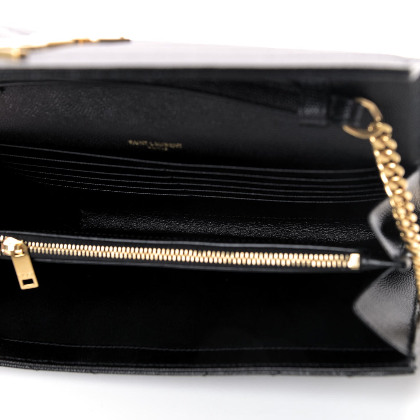 Grain De Poudre Matelasse Chevron Monogram Chain Wallet Black
