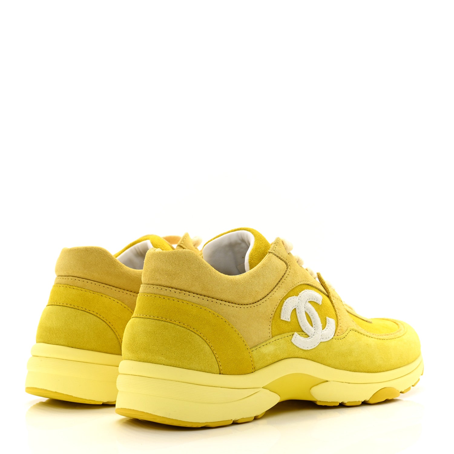 Chanel Suede Calfskin CC Sneakers 38 Yellow 4 of 8