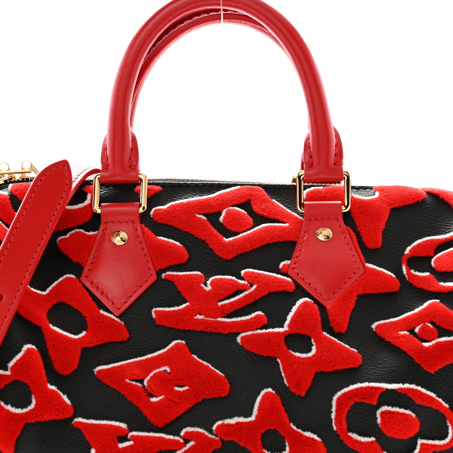 X UF Tufted Monogram Speedy Bandouliere 25 Black Red