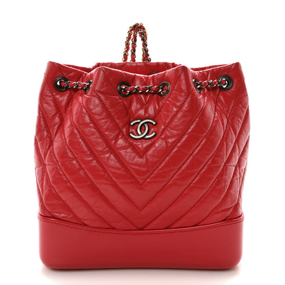 Chanel Aged Calfskin Chevron Quilted Small Gabrielle Backpack Dark Pink 1 of 10