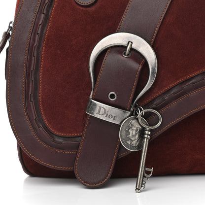 Christian Dior Suede Gaucho Double Saddle Bag Burgundy 8 of 14