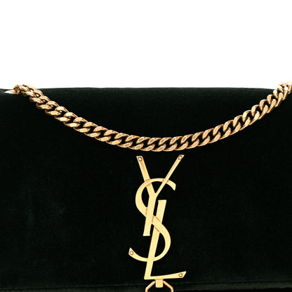 Saint Laurent Velvet Small Classic Monogram Kate Tassel Satchel Dark Green 8 of 10