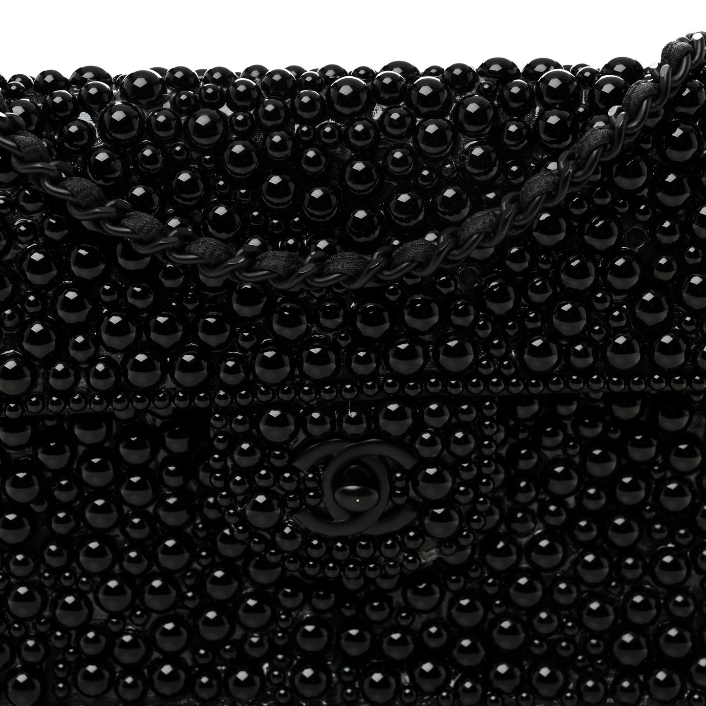 Pearl Beaded East West Flap Black So Black