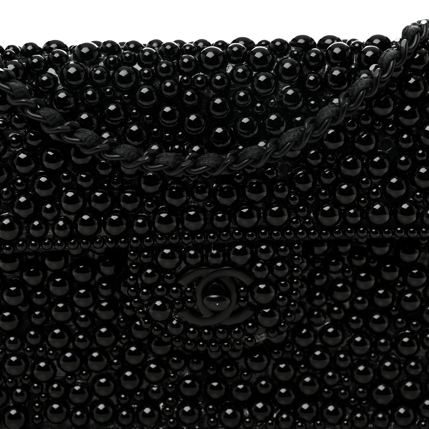 Chanel Pearl Beaded East West Flap Black So Black 9 of 14