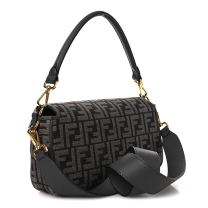 Fendi Chenille FF Embroidered Baguette Antracite Asfalto 2 of 13