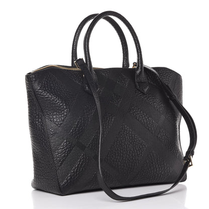 Burberry Heritage Grain Check Embossed Medium Dewsbury Tote Black 3 of 9