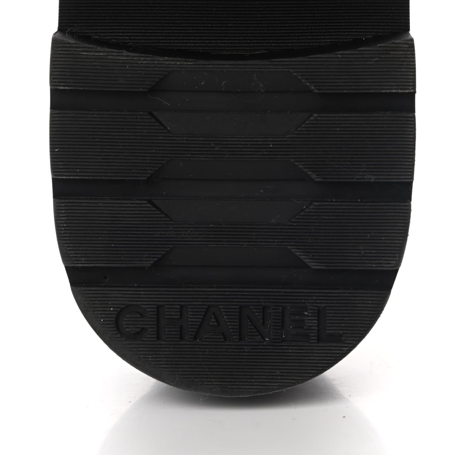 Chanel Shiny Lambskin Quilted Lace Up Combat Boots 38 Beige Black 7 of 10
