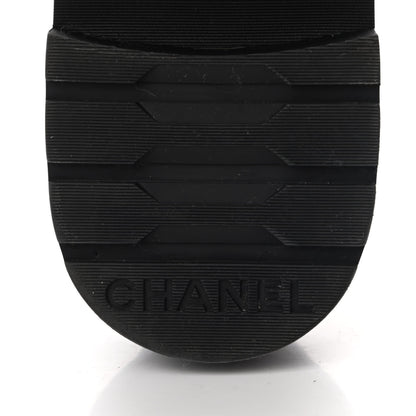 Chanel Shiny Lambskin Quilted Lace Up Combat Boots 38 Beige Black 7 of 10