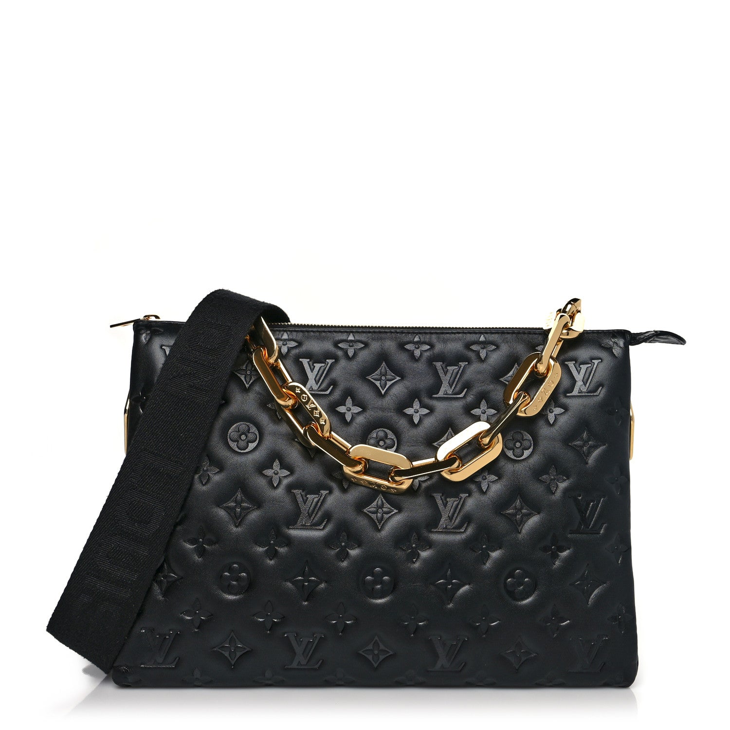 Louis Vuitton Lambskin Embossed Monogram Coussin MM Black 1 of 9