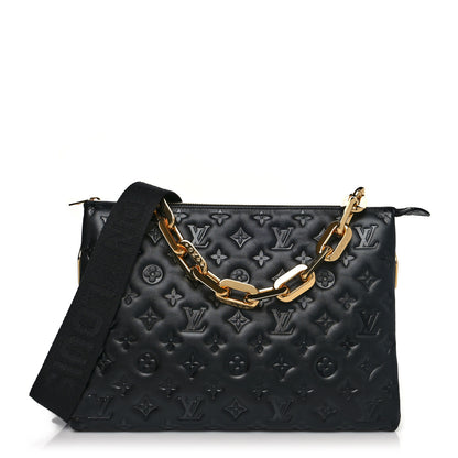 Louis Vuitton Lambskin Embossed Monogram Coussin MM Black 1 of 9