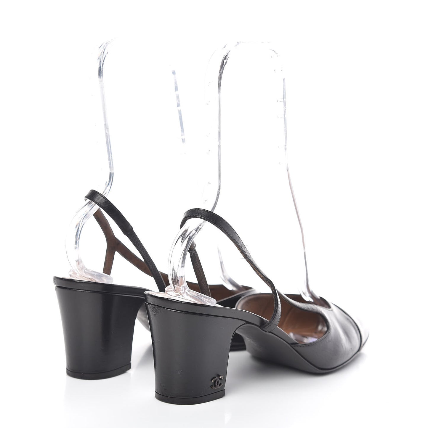 Calfskin Cap Toe CC Slingback Pumps 41.5 Black