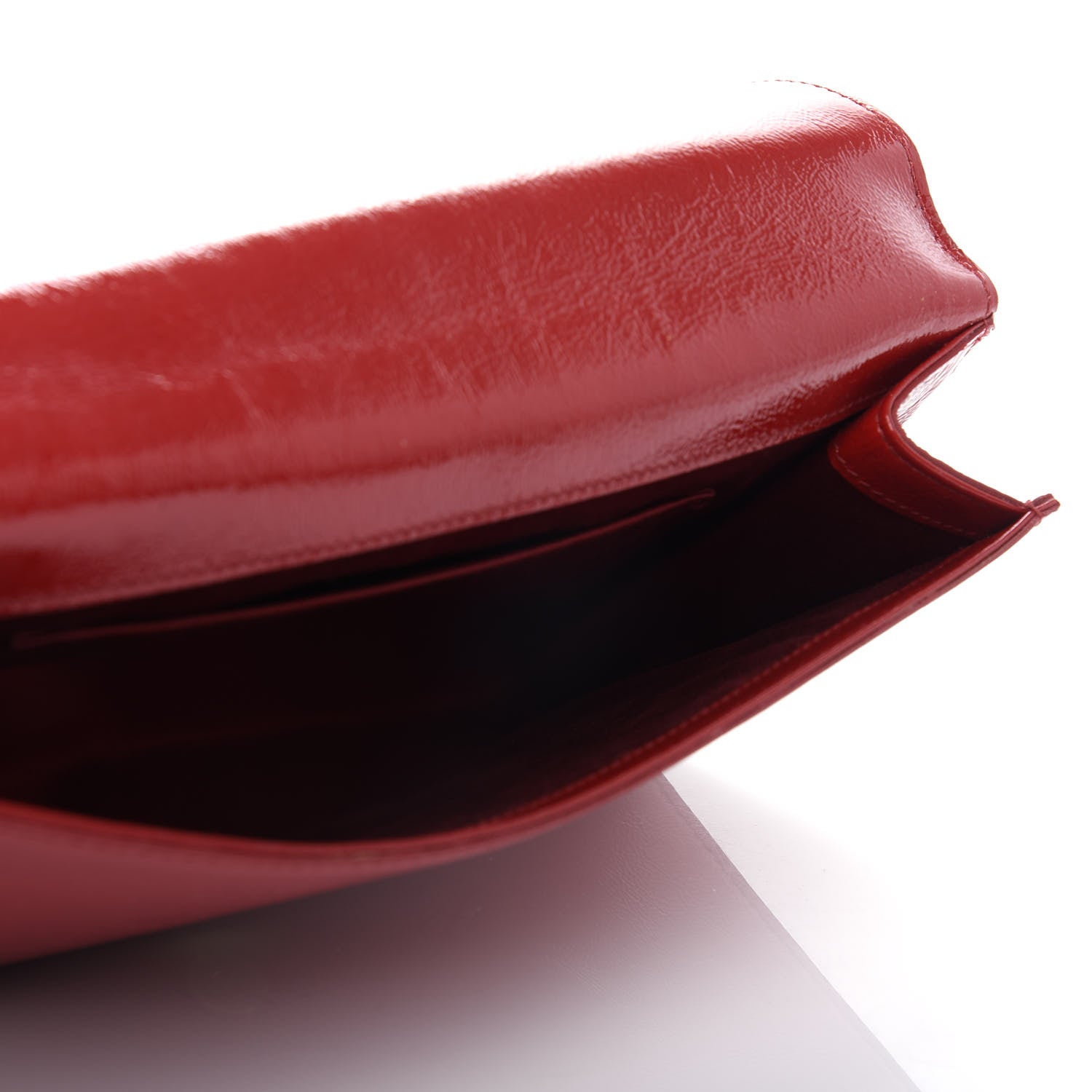 Saint Laurent Textured Patent Monogram Large Belle De Jour Clutch Red 5 of 6