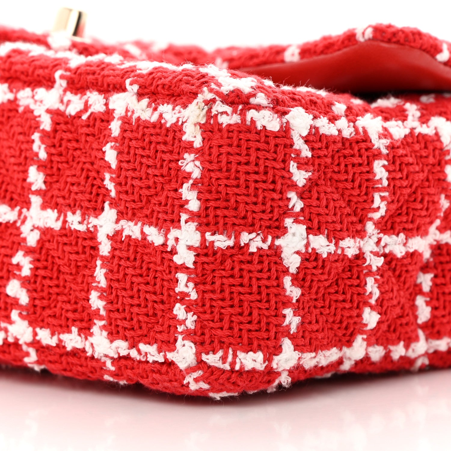 Chanel Tweed Quilted Mini Rectangular Flap White Red 10 of 12