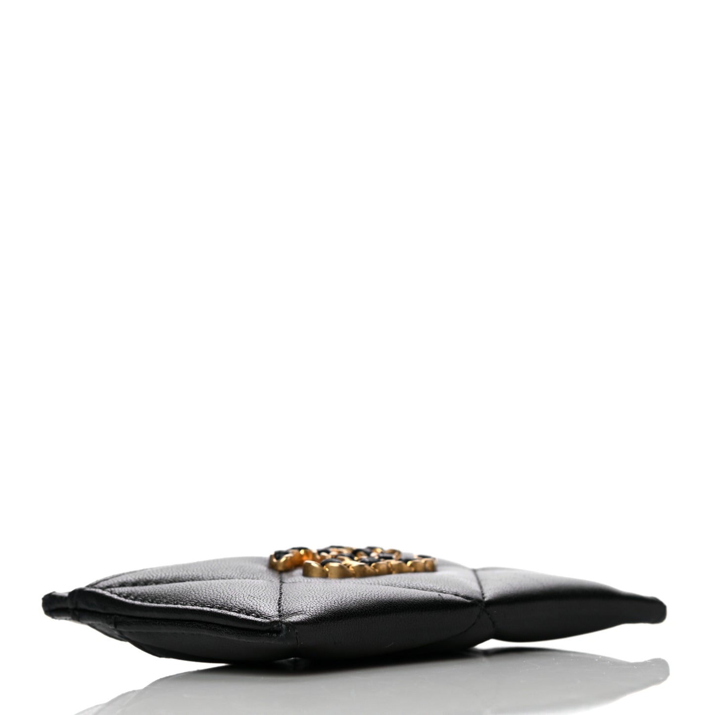 Lambskin Quilted Chanel 19 Card Holder Black