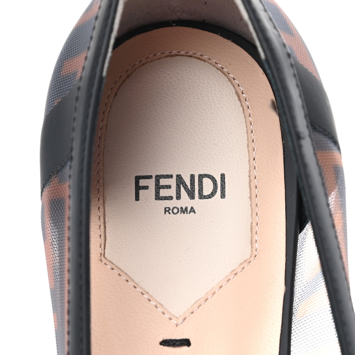 Fendi Mesh FF Skimmer Ballerina Flats 39.5 Tobacco Moro Black 7 of 7