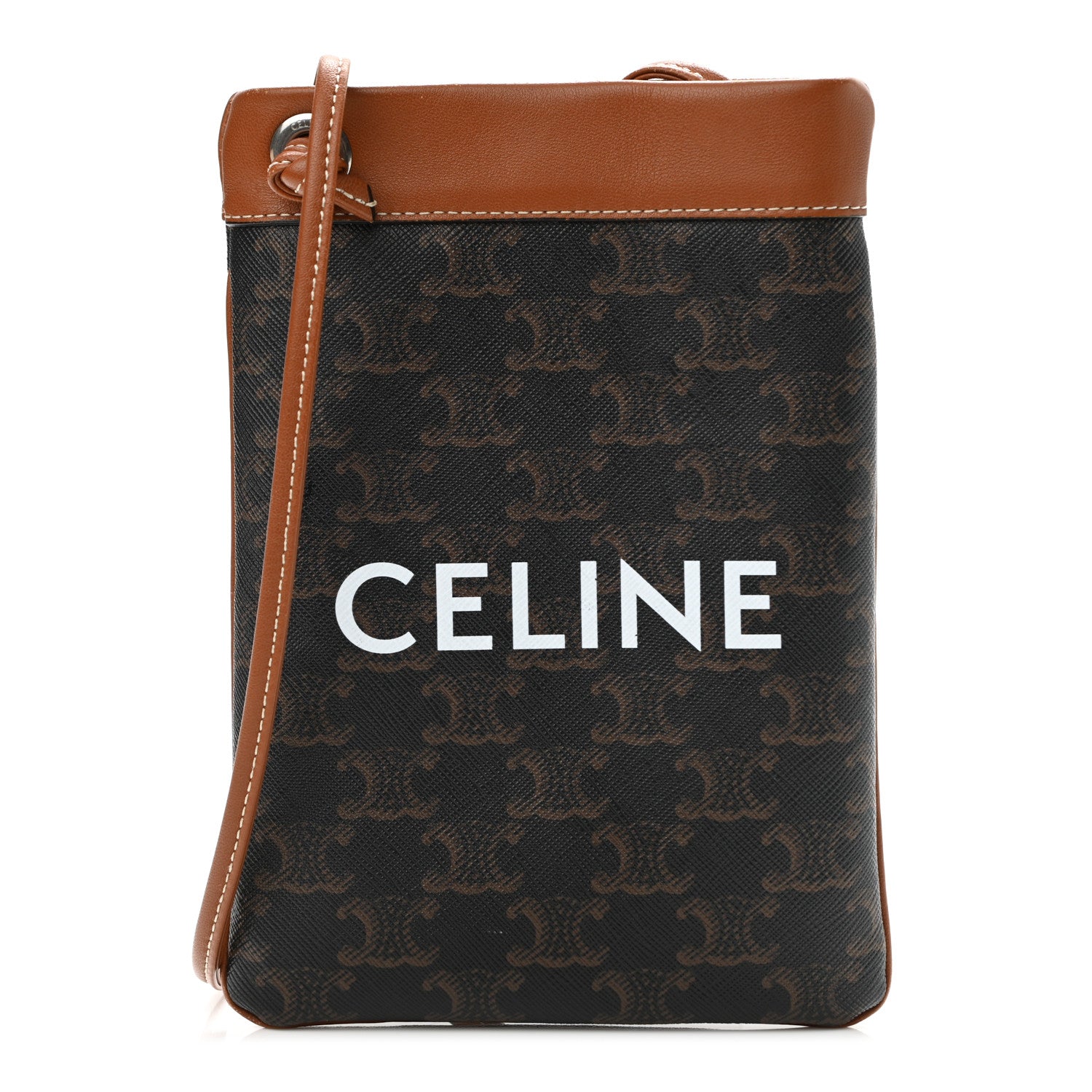 Celine Triomphe Canvas Calfskin Mini Poche Bag Tan 1 of 12