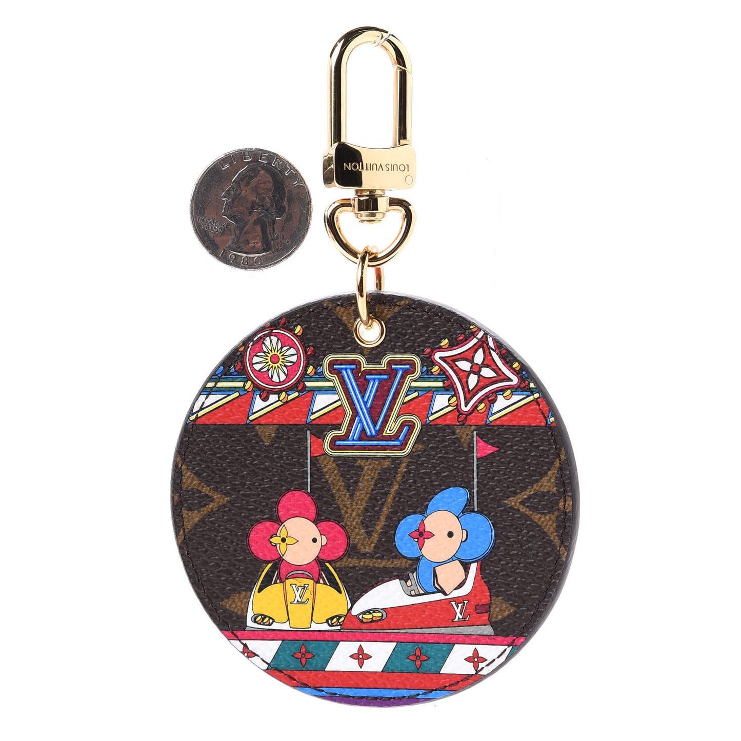 Monogram 2020 Christmas Animation Bumper Cars Bag Charm Key Ring Coquelicot