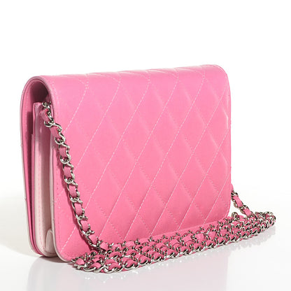 Chanel Faded Lambskin Quilted Zephyr Wallet on Chain WOC Dark Pink 3 of 8