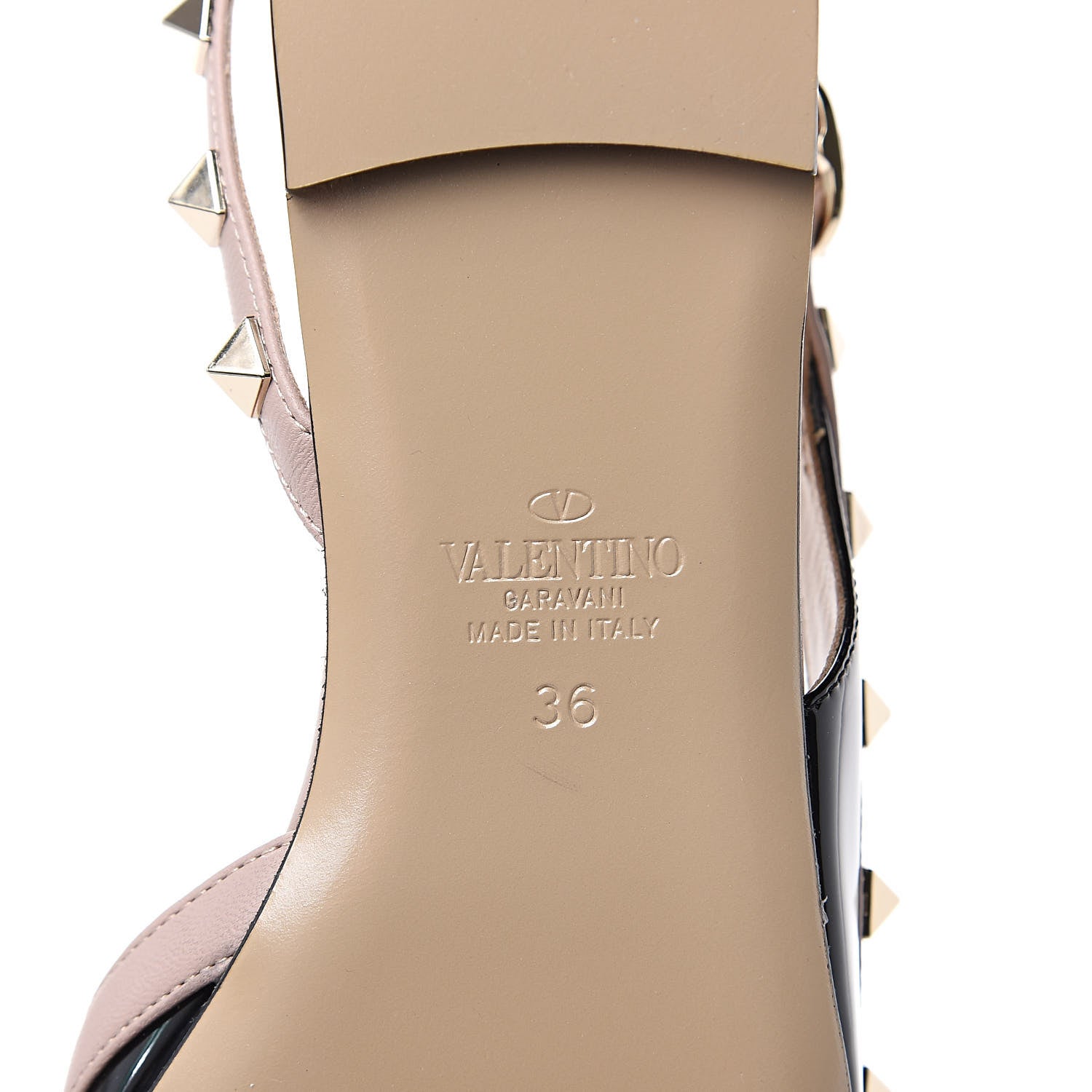 Valentino Garavani Patent Rockstud Slingback Flats 36 Black Poudre 7 of 9